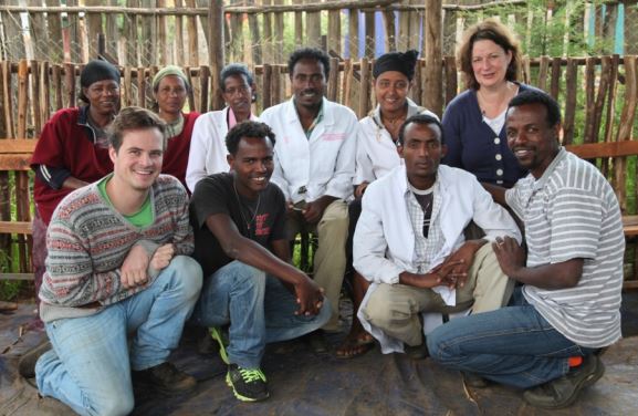 Dr John Fergusson, Dr Claire Fuller and Dr Wendemagen and staff of M TOMS shoes project